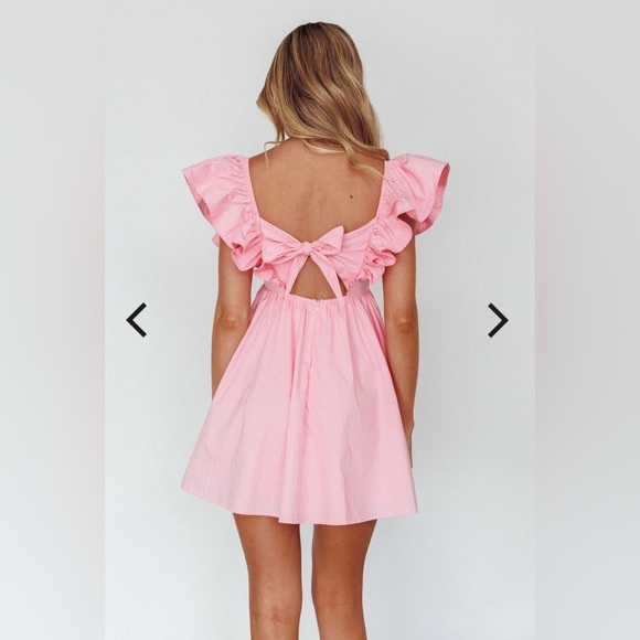 NWT Selfie Leslie Marlina Ruffle Sleeve Babydoll Mini Dress Soft Pink - Picture 2 of 8